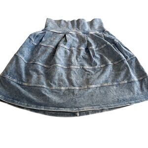 Hard Tail Girls Denim Look Tiered Circle Skirt Size 7/8 Boho Festival Blue